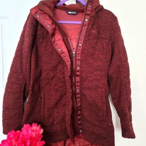 North Face Burgundy Lined Fleece Jacket size M